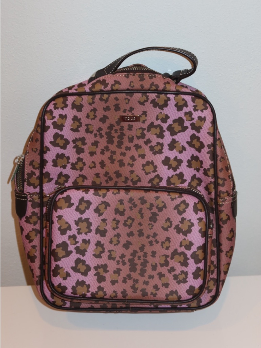 TOUS - Vintage 2005 Pink and Brown Leopard-Print Backpack